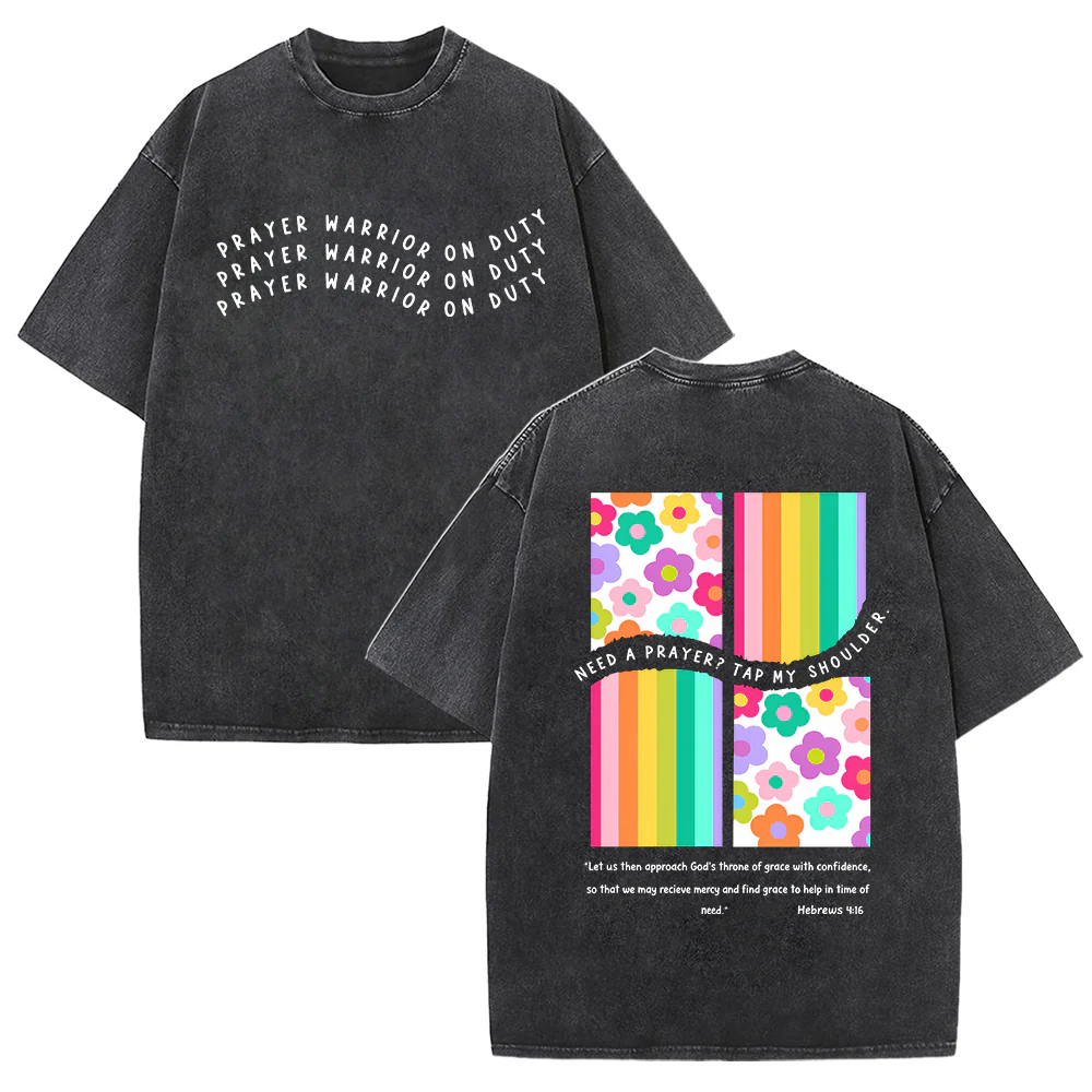 Prayer Warrior On Duty Unisex Washed T-shirt