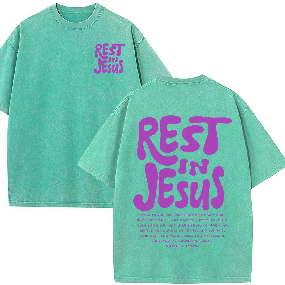 Rest In Jesus Christian Unisex Washed T-shirt