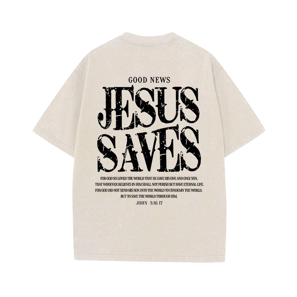 Jesus Saves Faith Unisex Washed T-Shirt