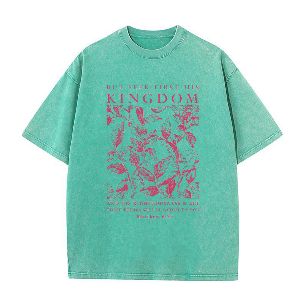 Seek First His Kingdom Christian Unisex Washed T-Shirt