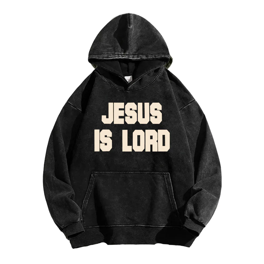 Jesus Is Lord Retro Unisex Washed Hoodie