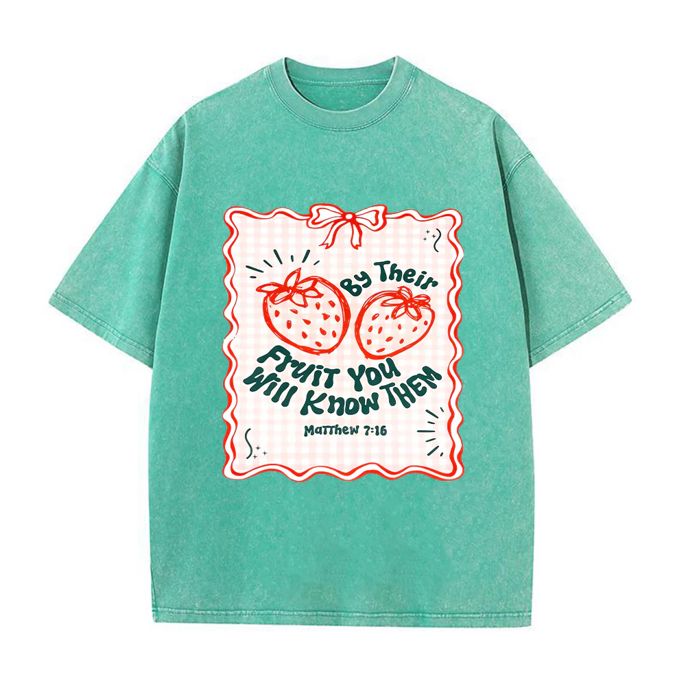 Strawberry Graphic Unisex Washed T-Shirt