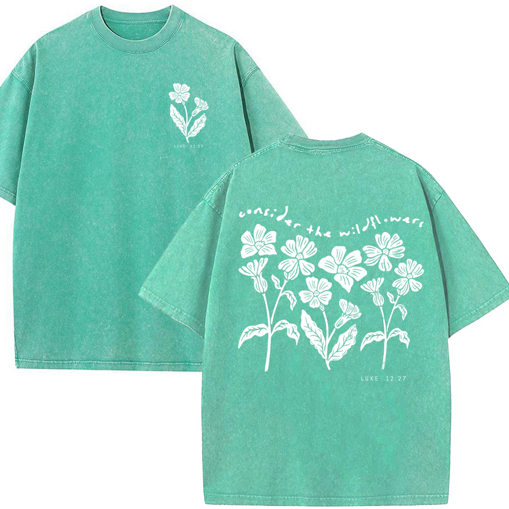 Consider the Wildflowers Christian Unisex Washed T-Shirt